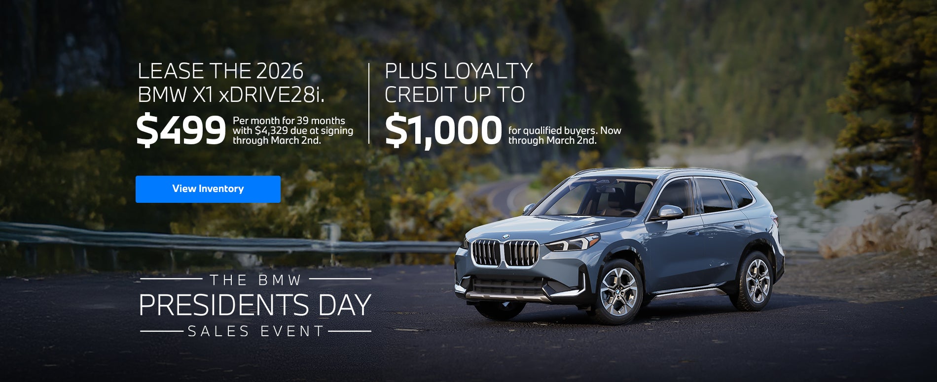 2026 X1 lease starting at $499 per month for 39 months