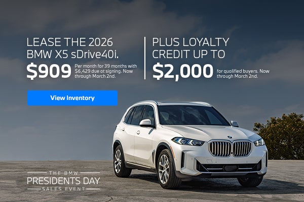 2026 X5 lease starting at $909 per month for 39 months