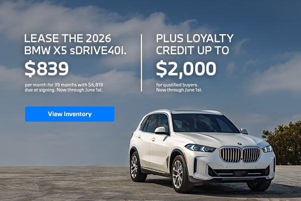 2026 X5 lease starting at $839 per month for 39 months