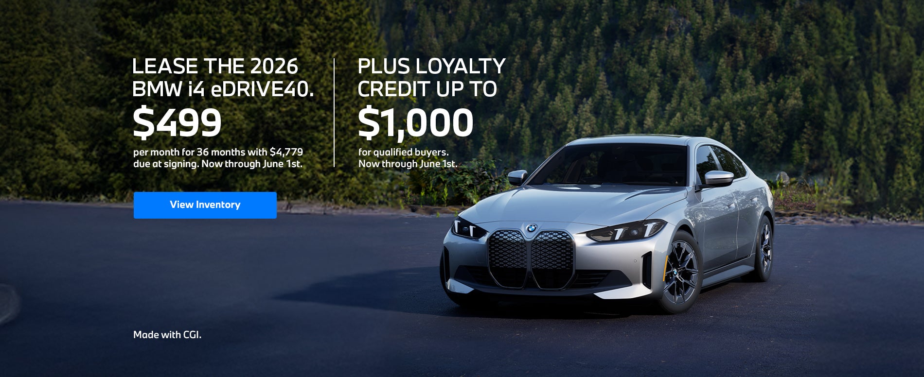 2026 i4 lease starting at $499 per month for 36 months