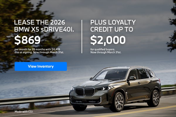 2026 X5 lease starting at $869 per month for 39 months