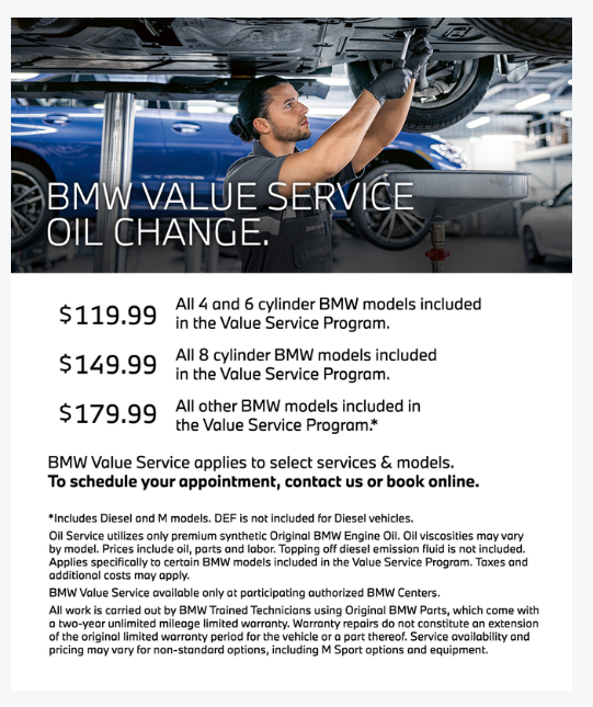 BMW Value Service Oil Change